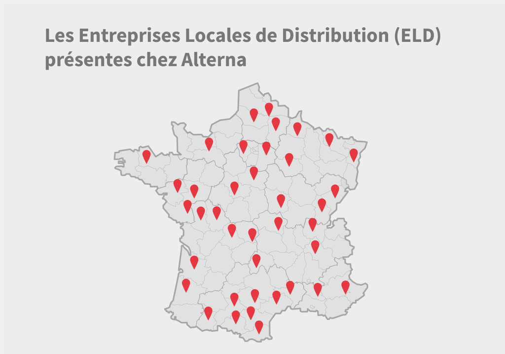Carte de France des ELD présentes chez le fournisseur Alterna